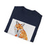 Charcoal geometric fox t-shirt with angular design in soft cotton fabric
