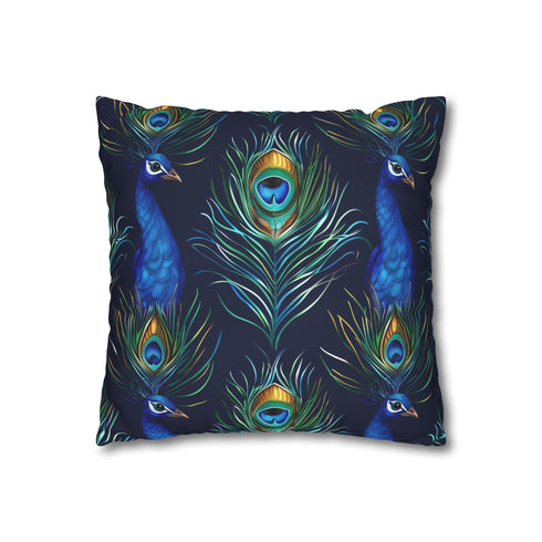 Emerald Peacock Feathers Luxe Seamless Square Cushion Cover - Product in Use Lifestyle View | Prints With Passion