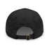 White cotton trucker hat with light brown mushroom patch.