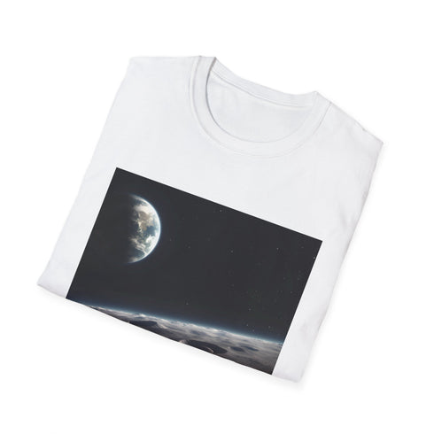 Charcoal cotton T-shirt with watercolor Earth from space design