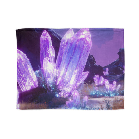 Neon Crystals Blooming in Wasteland Plush Fleece Throw Blanket