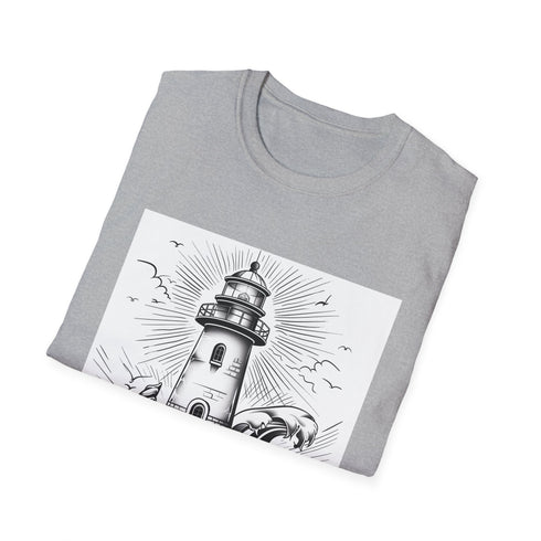 Charcoal lighthouse graphic t-shirt with crew neck and regular fit