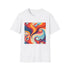 Retro vibes t-shirt in charcoal, 1970s pattern, regular fit.