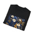Charcoal crew neck cotton t-shirt with intricate floral tapestry design