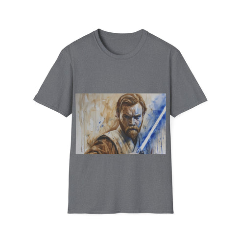 Charcoal cotton t-shirt with Obi Wan lightsaber design.