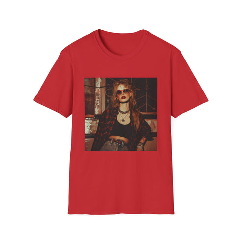 Charcoal cotton crew neck t-shirt with 90s grunge revival distressed design