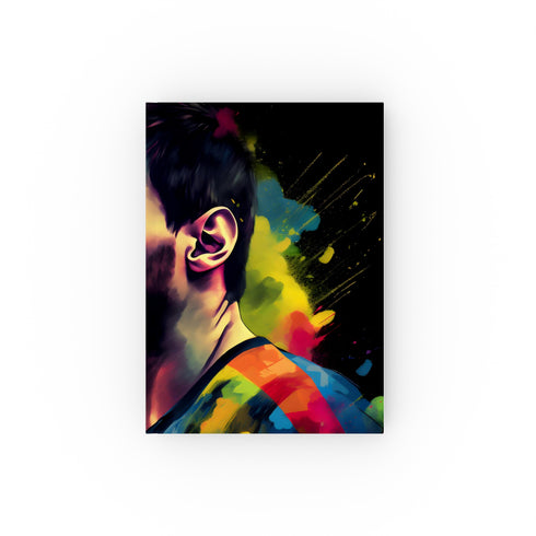 Neon celebration journal featuring Lionel Messi in motion - perfect gift for football fans!