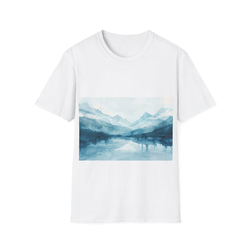 Alaska beauty watercolor tee in charcoal, size small, regular fit.