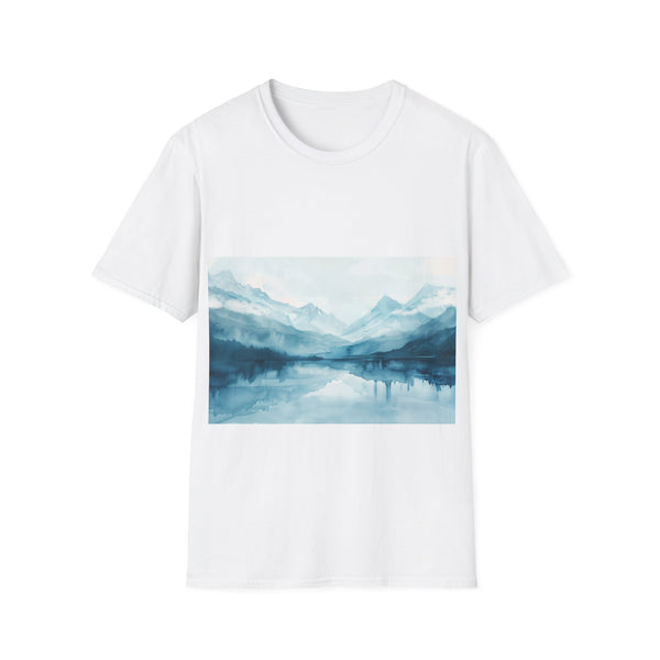 Alaska beauty watercolor tee in charcoal, size small, regular fit.