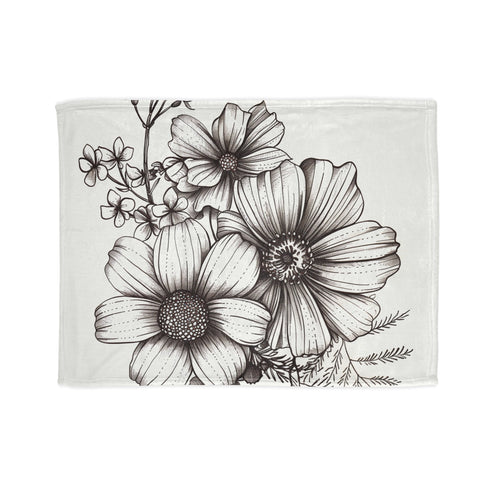 Hand-drawn floral blooms on cozy 30'' x 40'' blanket.