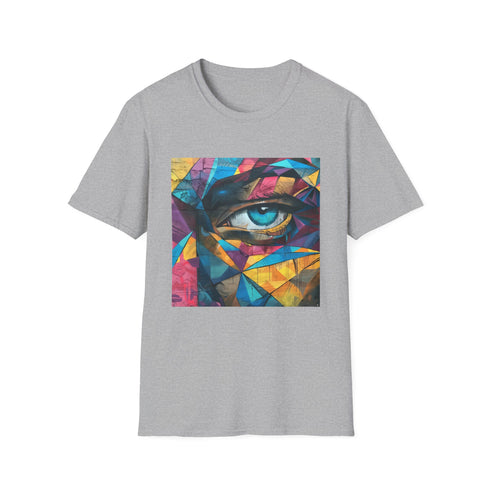 White Concrete Canvas Urban Symphony T-shirt: Vibrant street art design for rebels.