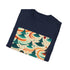 Charcoal psychedelic ocean pattern T-shirt with crew neck and regular fit