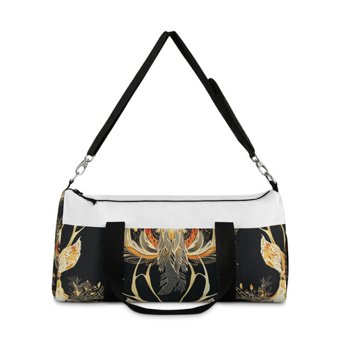 Jackalope pattern duffel bag, unique mythical creature design for travelers.