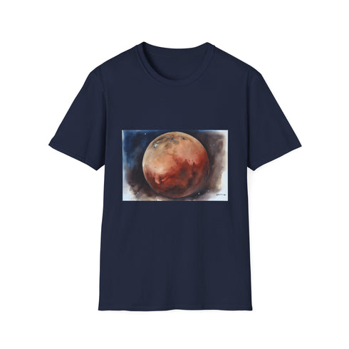 Red Planet Watercolor Hues T-Shirt in Charcoal and Small Size
