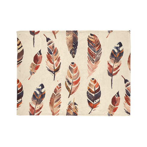 Luxe Boho Feathers Cozy Blanket with intricate feather design.
