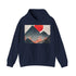 The Summit serene sunrise navy hoodie, unisex regular fit.