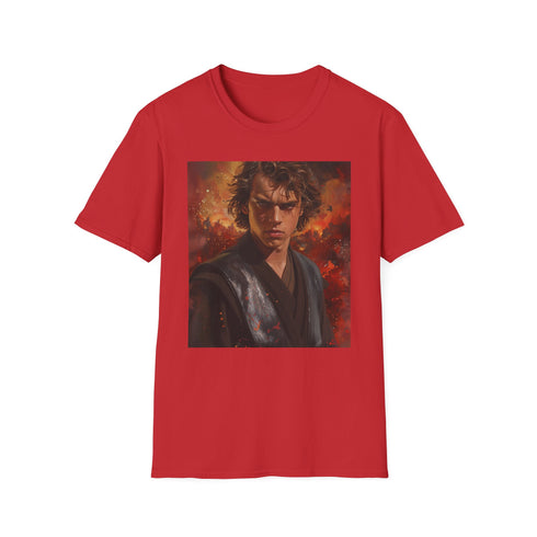 Charcoal cotton crew neck T-shirt with vibrant Anakin Skywalker transformation graphic