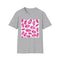 Vintage distressed white cotton T-shirt with timeless repeating pattern.