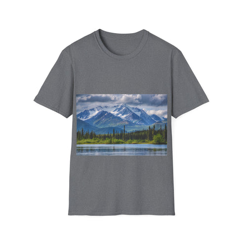 Alaska Adventure Watercolor Tee in Charcoal, Regular Fit, Crew Neck