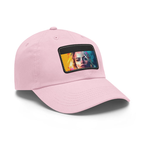 Neon Dream Margot Cap in White with Light Brown Rectangle Patch.