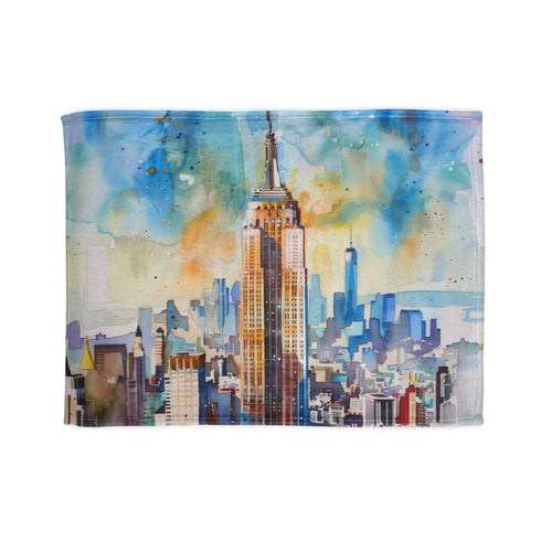 Empire State Majesty Watercolor Blanket: NYC Pass Edition; Soft 30x40 inches.