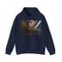 Navy Tatooine Canvas Hoodie with Ben Kenobi painting desert landscape.