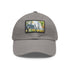 Central Park watercolor baseball cap in white with light brown patch.