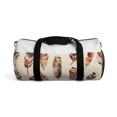 Boho Feathers Duffel Bag, Colorful AOP Bohemian Travel Bag for Adventurers