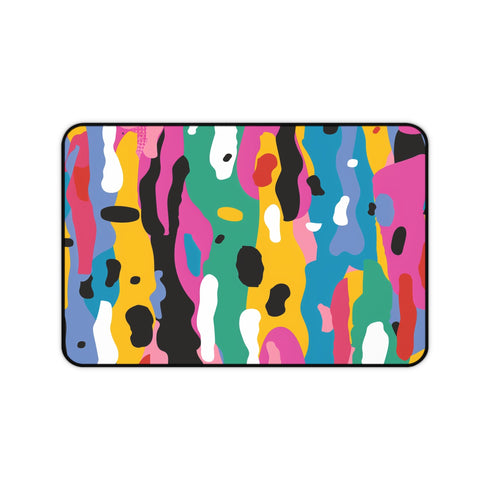 Vibrant abstract desk mat with bold and bright seamless pattern.