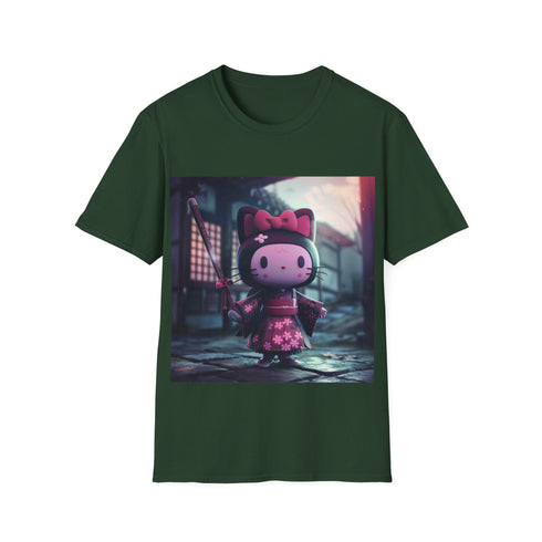 "Sleek charcoal Kuromi x Hello Kitty tee, perfect for summer wear"