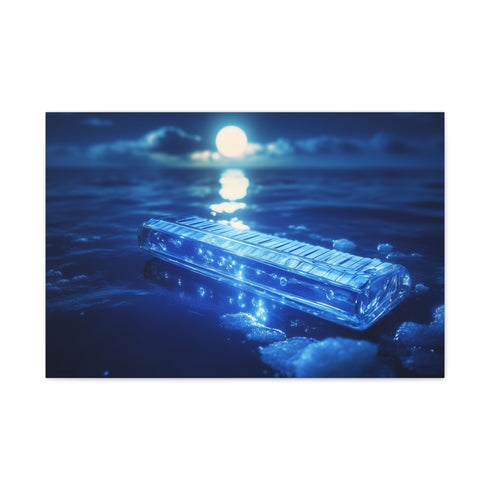 Glass Harmonica Floating in Moonlight Stretched Canvas Wall Art