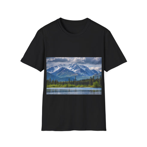 Alaska Adventure Watercolor Tee in Charcoal for Men's Size Small.