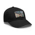 New York Subway Watercolor Snapback Cap, White Light Brown Rectangle.