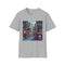 Vintage video game vibes charcoal t-shirt with pixelated characters design.