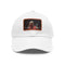 White cotton Chicago Bulls cap with light brown rectangle patch.