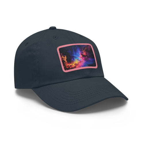 White Cotton Galactic Glow Baseball Cap with Light Brown Patch - Unisex