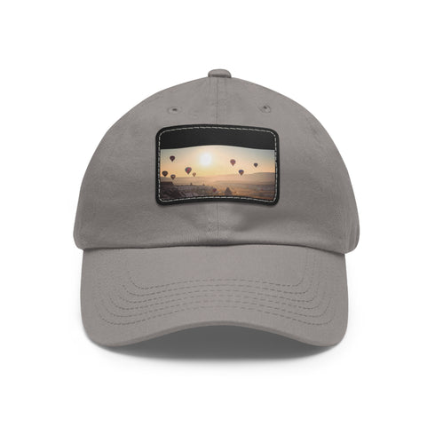 Cotton white baseball cap featuring Cappadocia air balloon design.