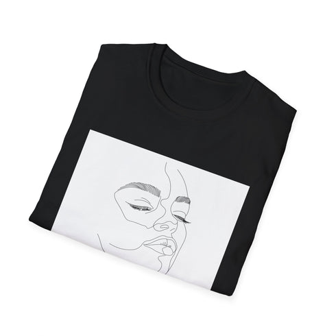 Minimalist charcoal face art T-shirt, cotton, crew neck, regular fit.