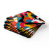 Bold abstract bright square coaster set for kitchen and desk.