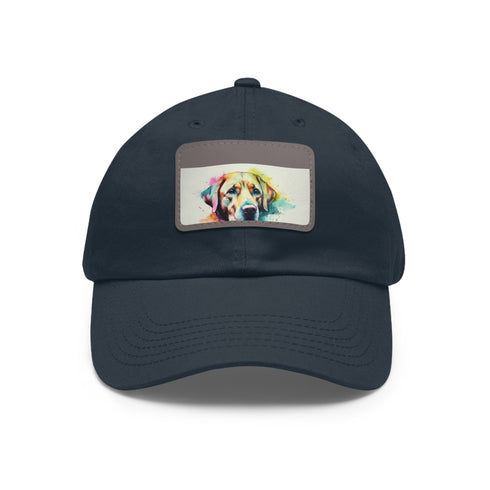 Labrador Love Embroidered Baseball Cap in White with Light Brown Patch