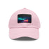 Neon watercolor charm baseball cap with white/light brown rectangle patch
