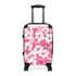 Cherry Blossom Small Black Suitcase: Elegant Pink & White Pattern Travel Bag