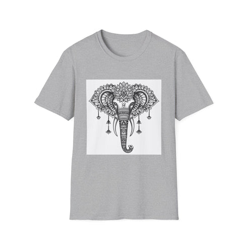 Mandala elephant wisdom t-shirt, charcoal, men's S, DTG print.