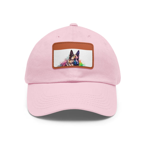German Shepherd PupPrint Baseball Cap in White with Light Brown Patch