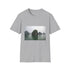 Charcoal crew neck cotton t-shirt with serene Halong Bay landscape design