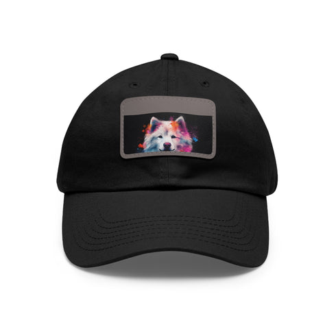 Fluffy Pup Paradise White Cotton Baseball Cap Rectangle Patch Unisex