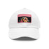White Beagle graphic baseball cap, rectangle shape, cotton material.