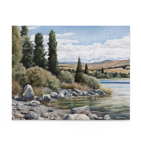 New Zealand Lake Jigsaw Puzzle - Serene lake, lush forests, and majestic mountains in stunning puzzle