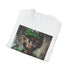 Cotton charcoal crew neck T-shirt featuring vibrant Luigi painting