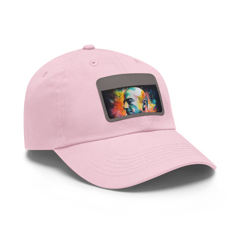 Neon watercolor Jeff Bezos cap, white light brown patch, rectangle shape.